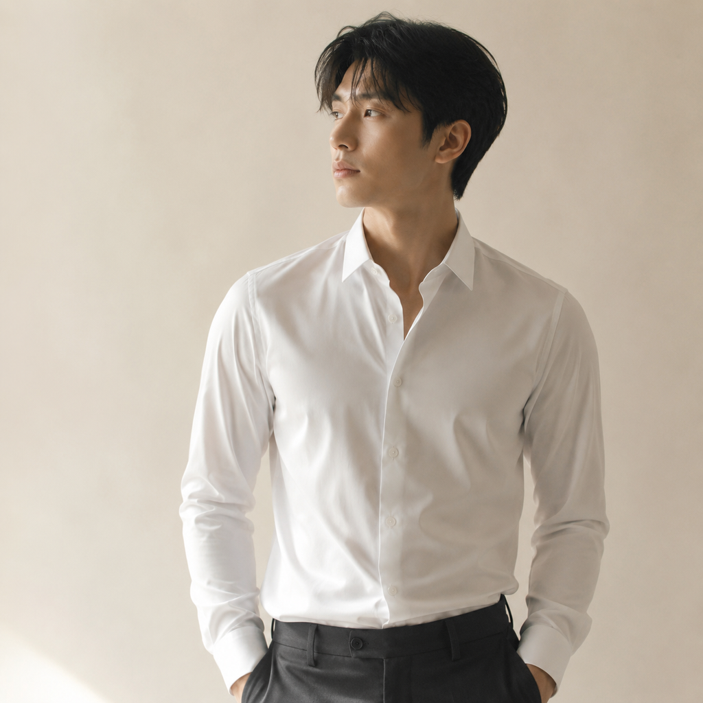럭셔리 실켓 코튼 무봉제 남성 셔츠