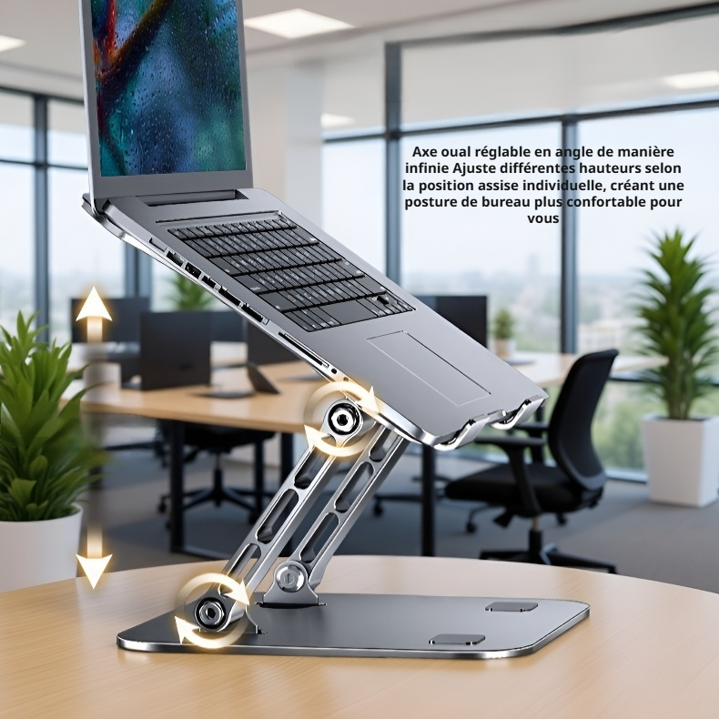 Support d’ordinateur en acier carbone, pliable, surélevé, pour bureau, avec ventilation