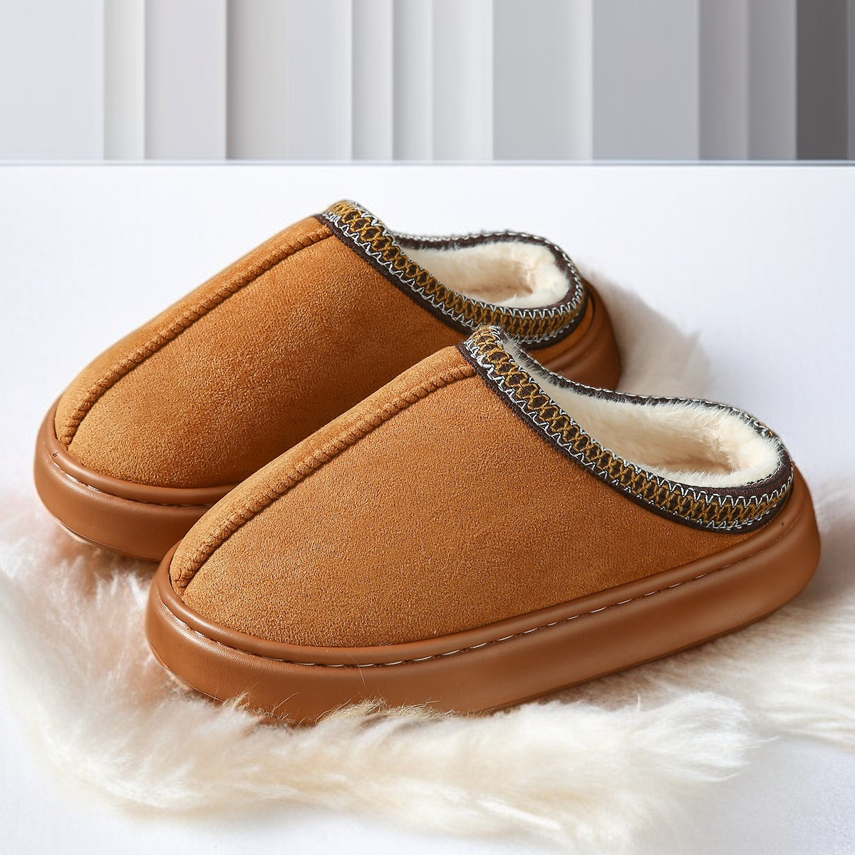 순색 루피털 보온면 슬리퍼