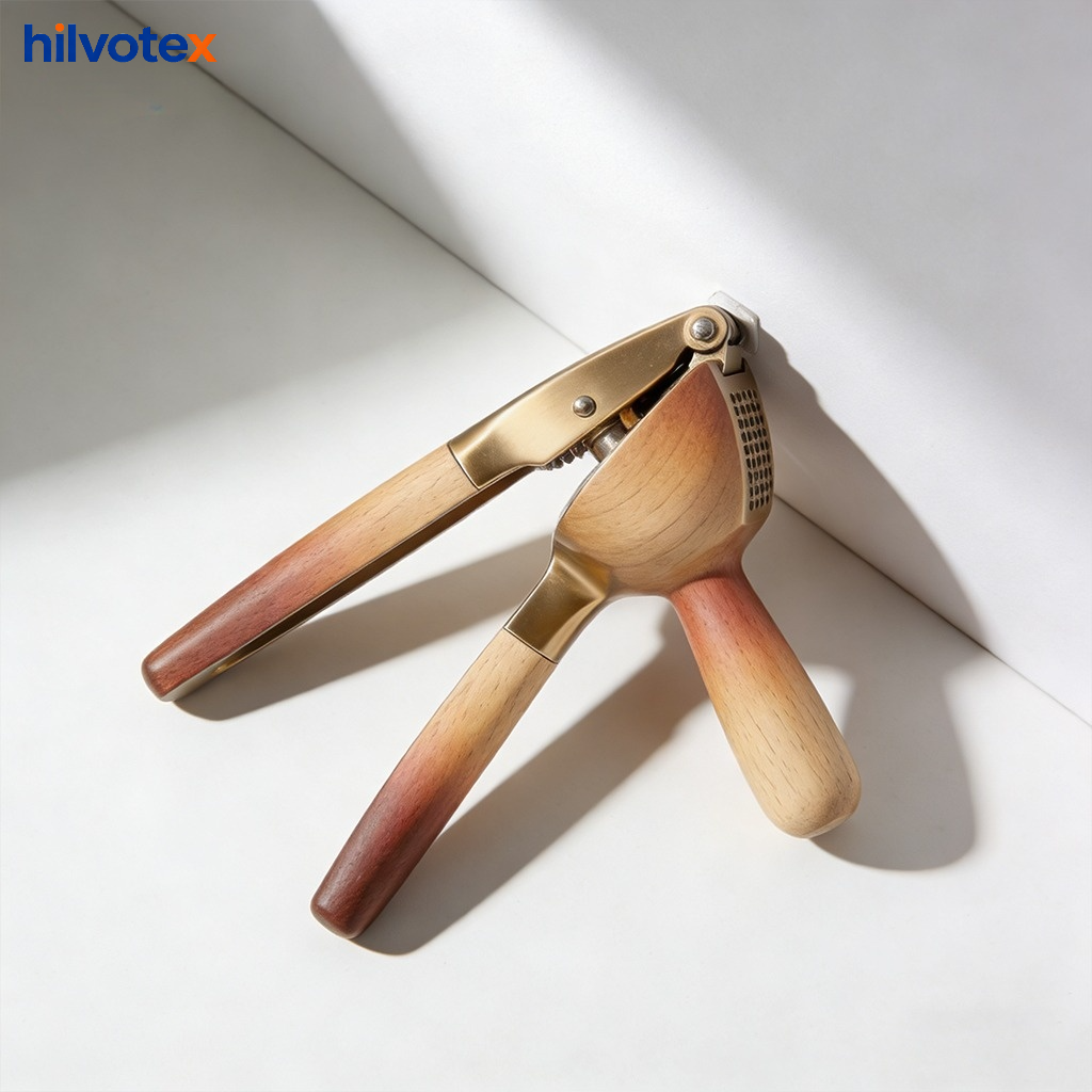 Eco-friendly garlic crusher made of wood