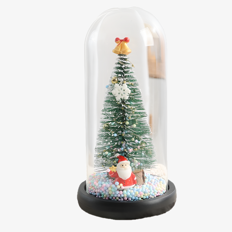 クリスマスツリーのデスクトップの装飾、光るガラスカバー、ナイトライト、デスクトップの装飾、クリエイティブなクリスマスプレゼント