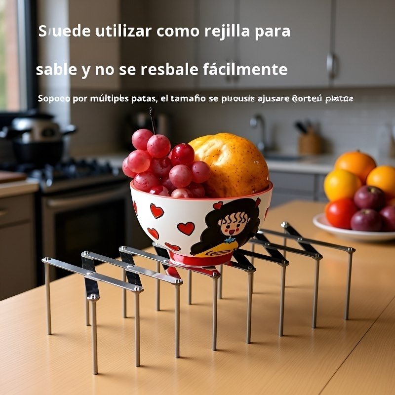 Estante de acero inoxidable multifuncional para platos y tazones, ajustable y extensible