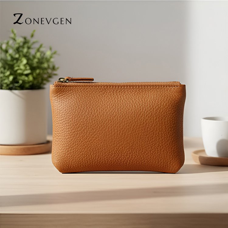 고급 갈색 가죽 보관 가방 정면 모습