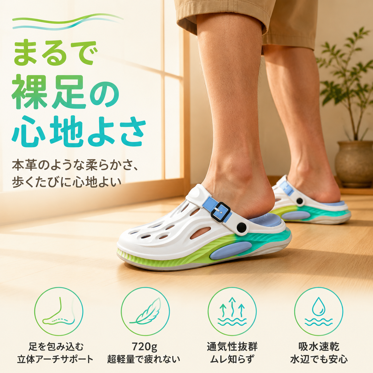 夏用メンズつま先カバーサンダル防滑ビーチシューズ