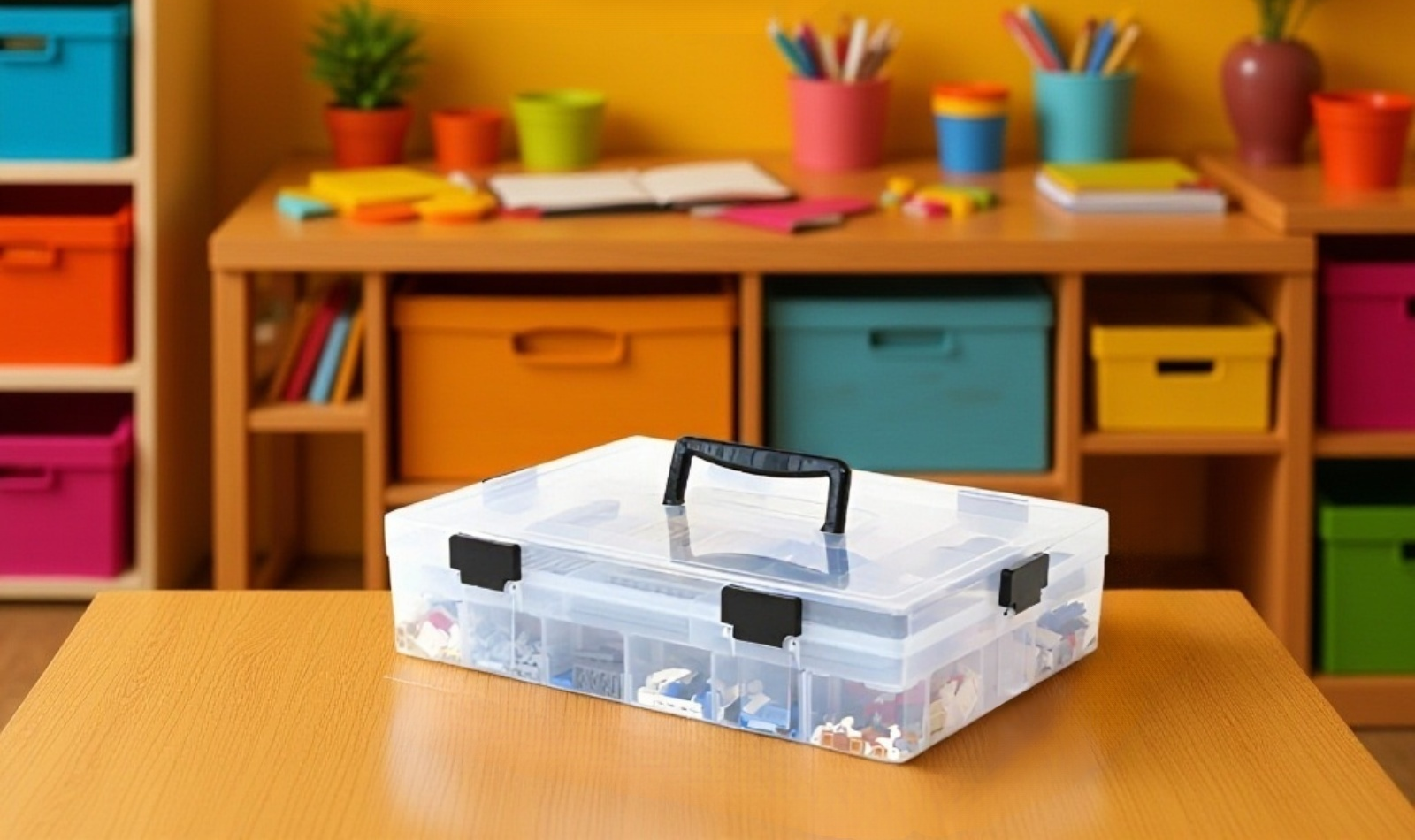 صندوق تخزين متعدد الطبقات مع غطاء محكم