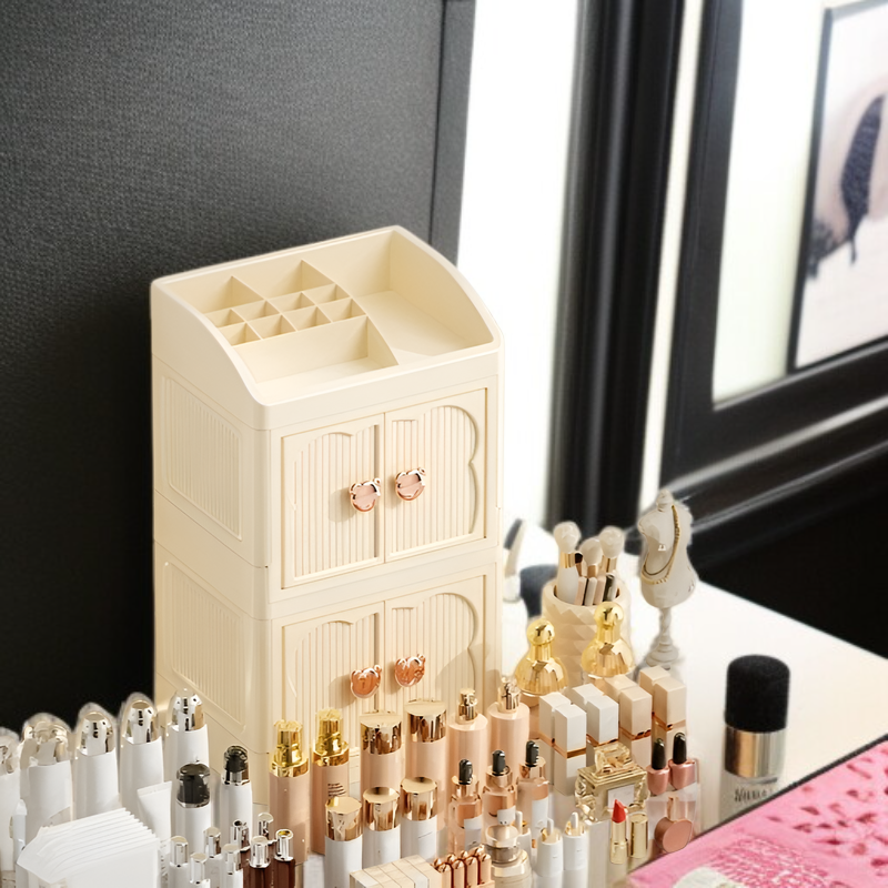 Organizador de maquillaje con varios compartimentos