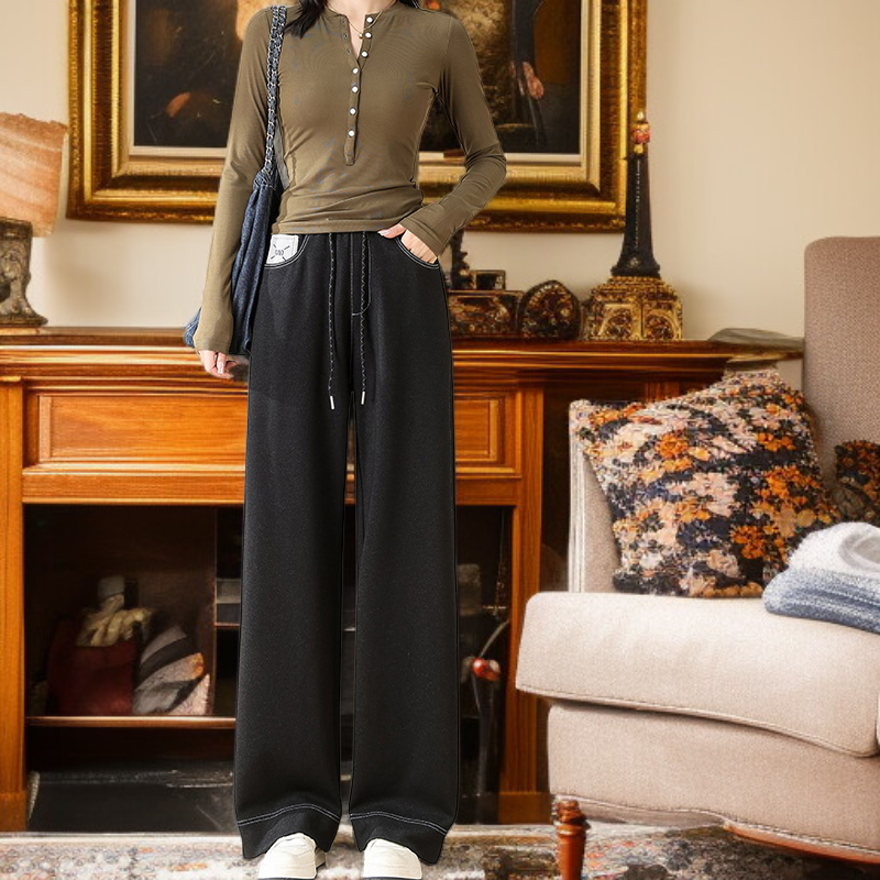 와이드 슬림 일자핏 치노 데님 팬츠