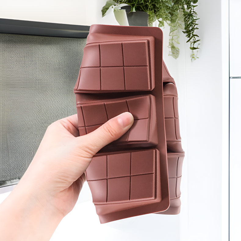 Molde de silicón grado alimenticio para barras de chocolate multifuncional para repostería