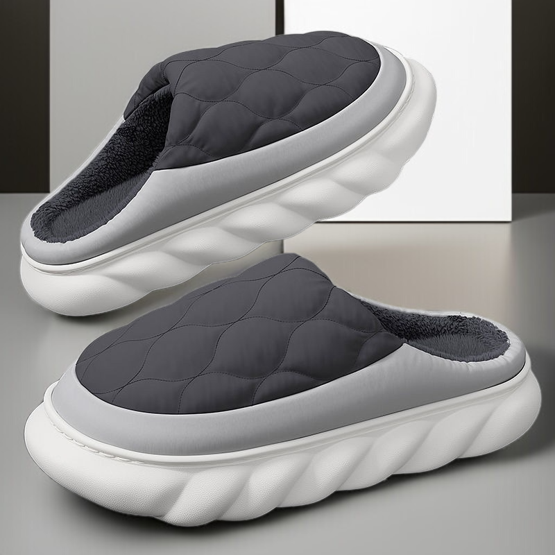 男士室內防滑厚底羽絨拖鞋