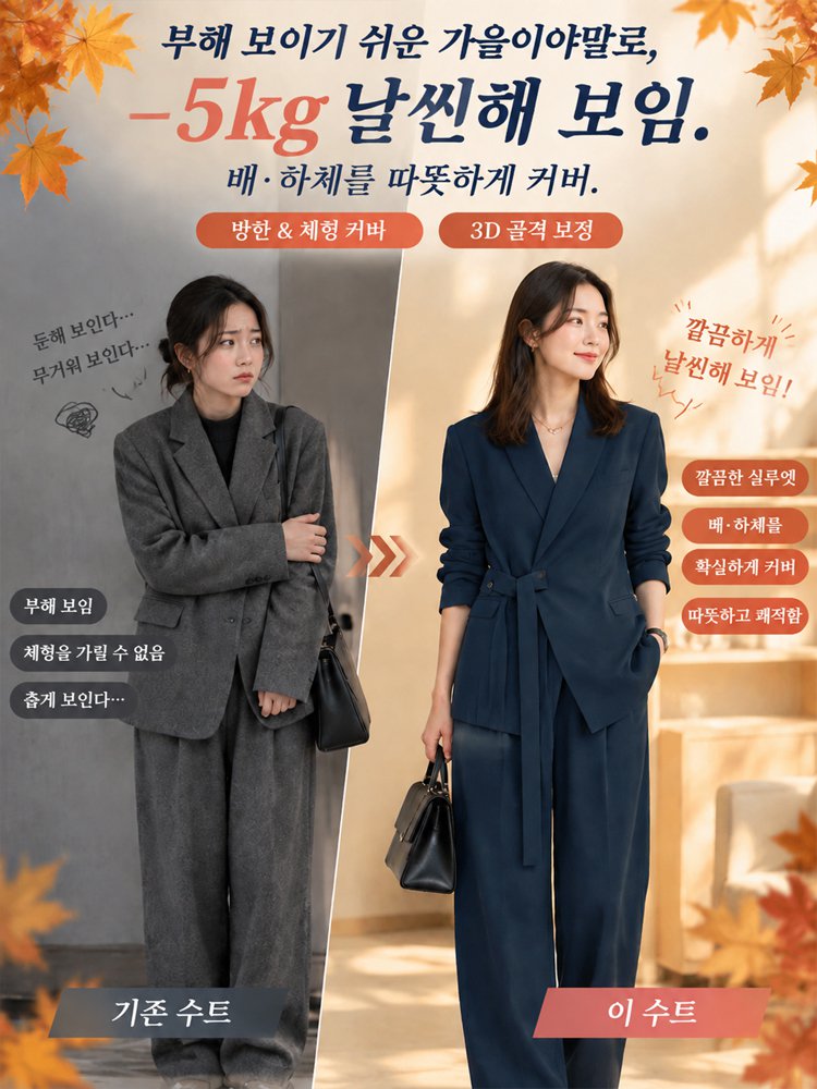 루즈핏의 젊고 감각적인 여성용 투피스