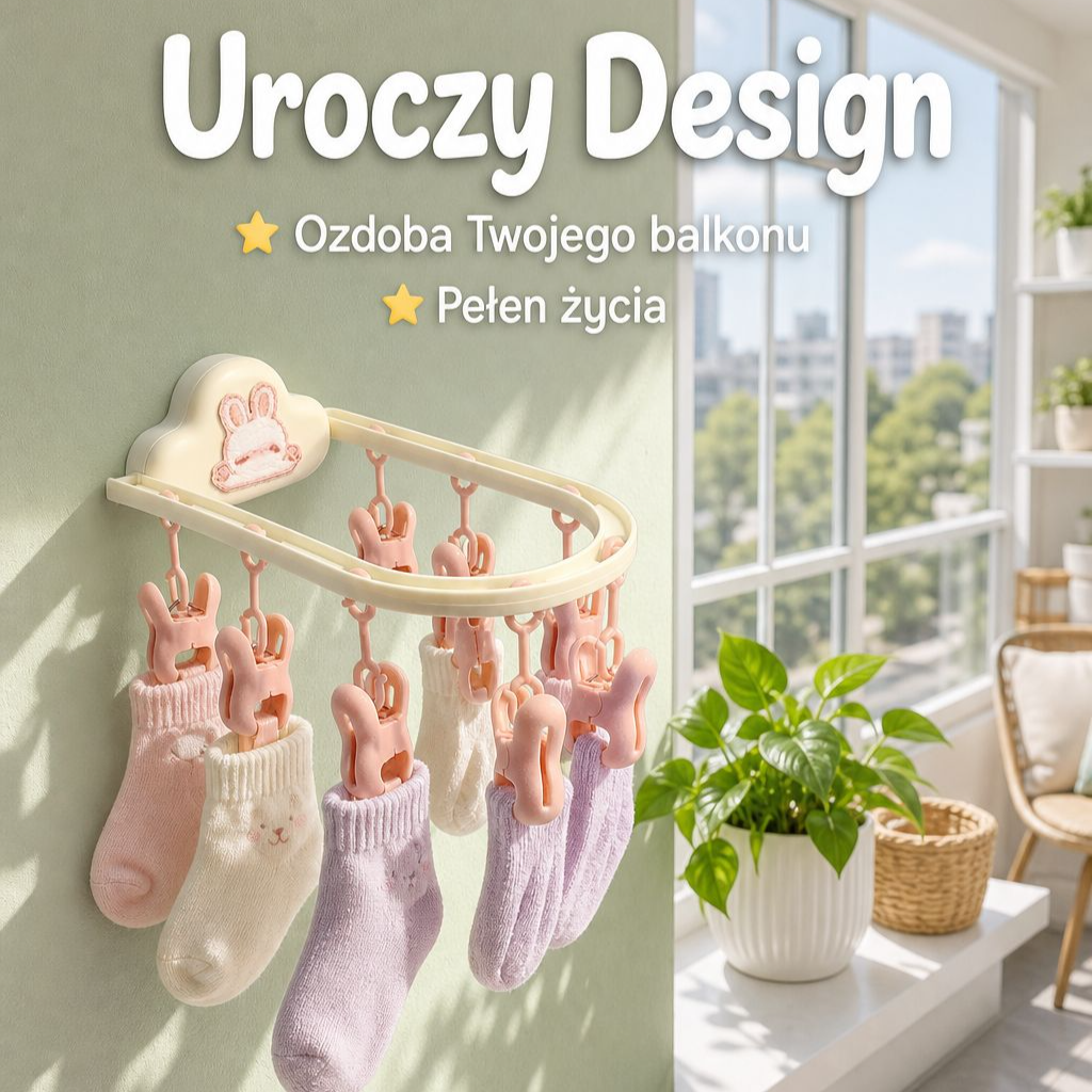 Domowa suszarka na bieliznę i skarpetki bez śladów, z klipsami, do ubrań dziecięcych