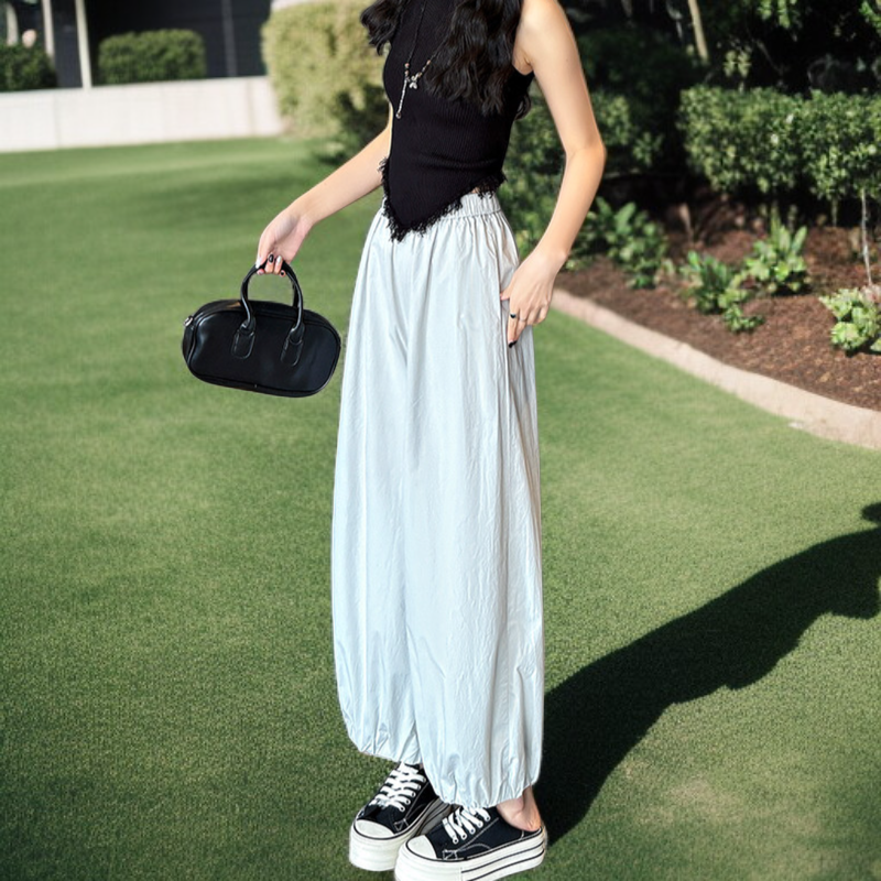 レディース夏用UVカット速乾ワイドパンツ着用イメージ