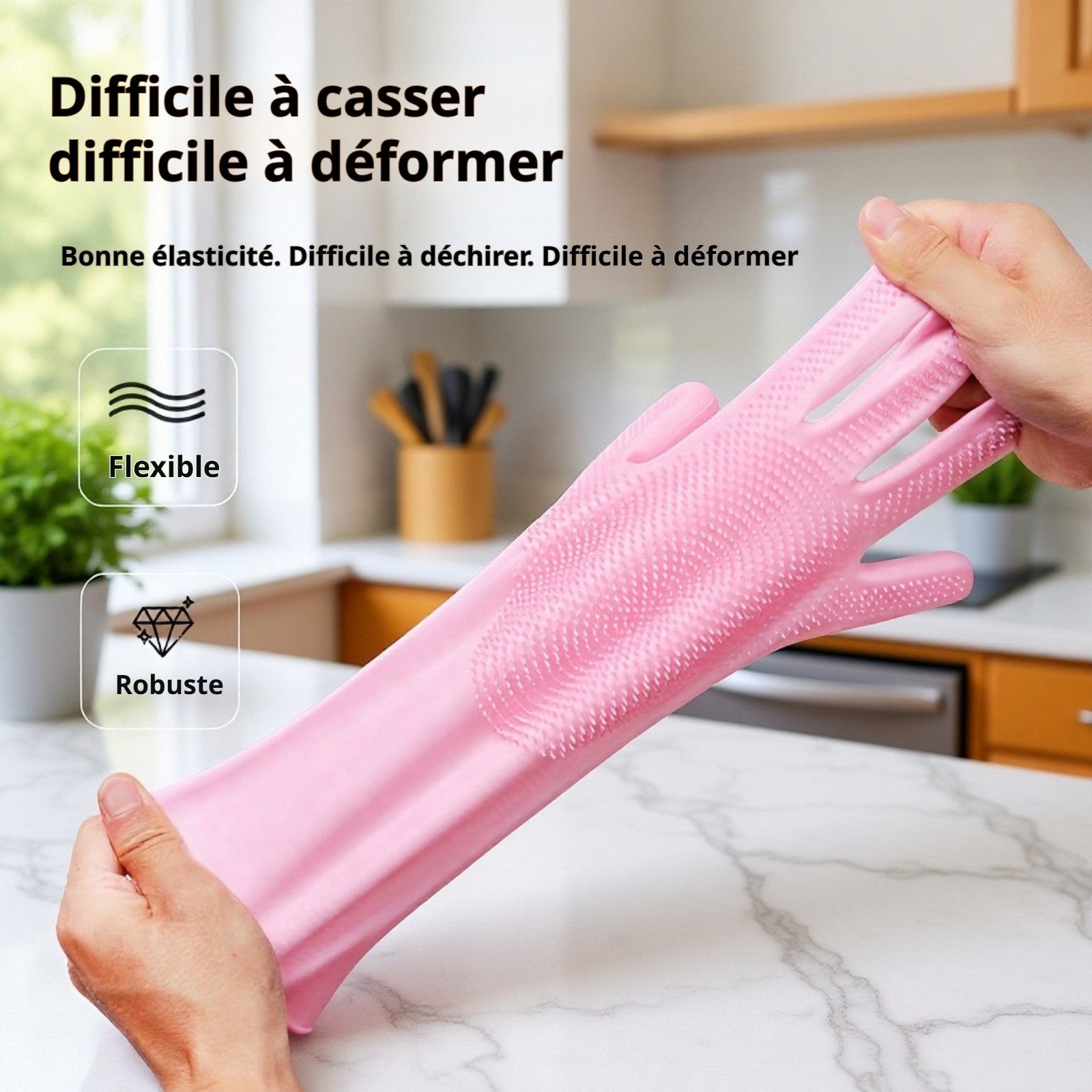 Gants en silicone pour la vaisselle, résistants et imperméables
