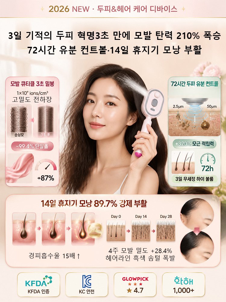 【3일 만에 두피와 모발 케어】전동 분사 마사지 브러시