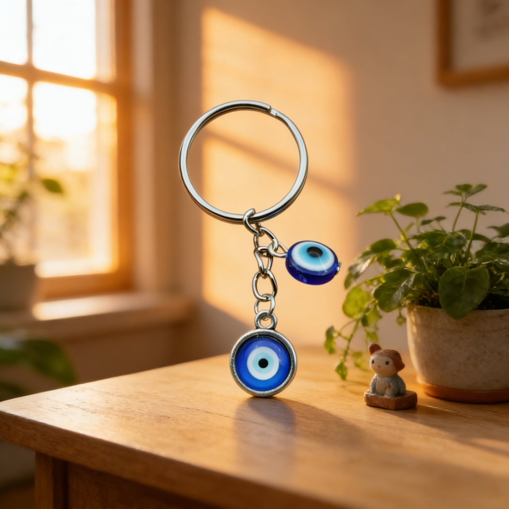 Fashion Rhinestone Evil Eye Metal Keychain Pendant