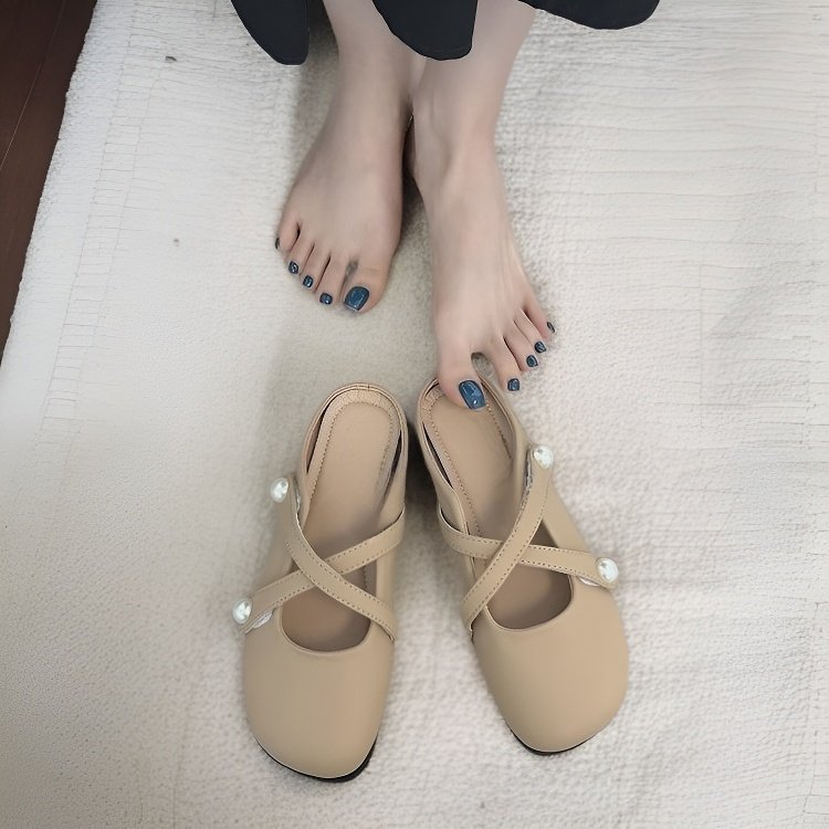 シンプルフラット半スリッパ カジュアルサンダル