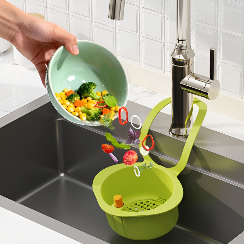 Press the pouring sink drain basket