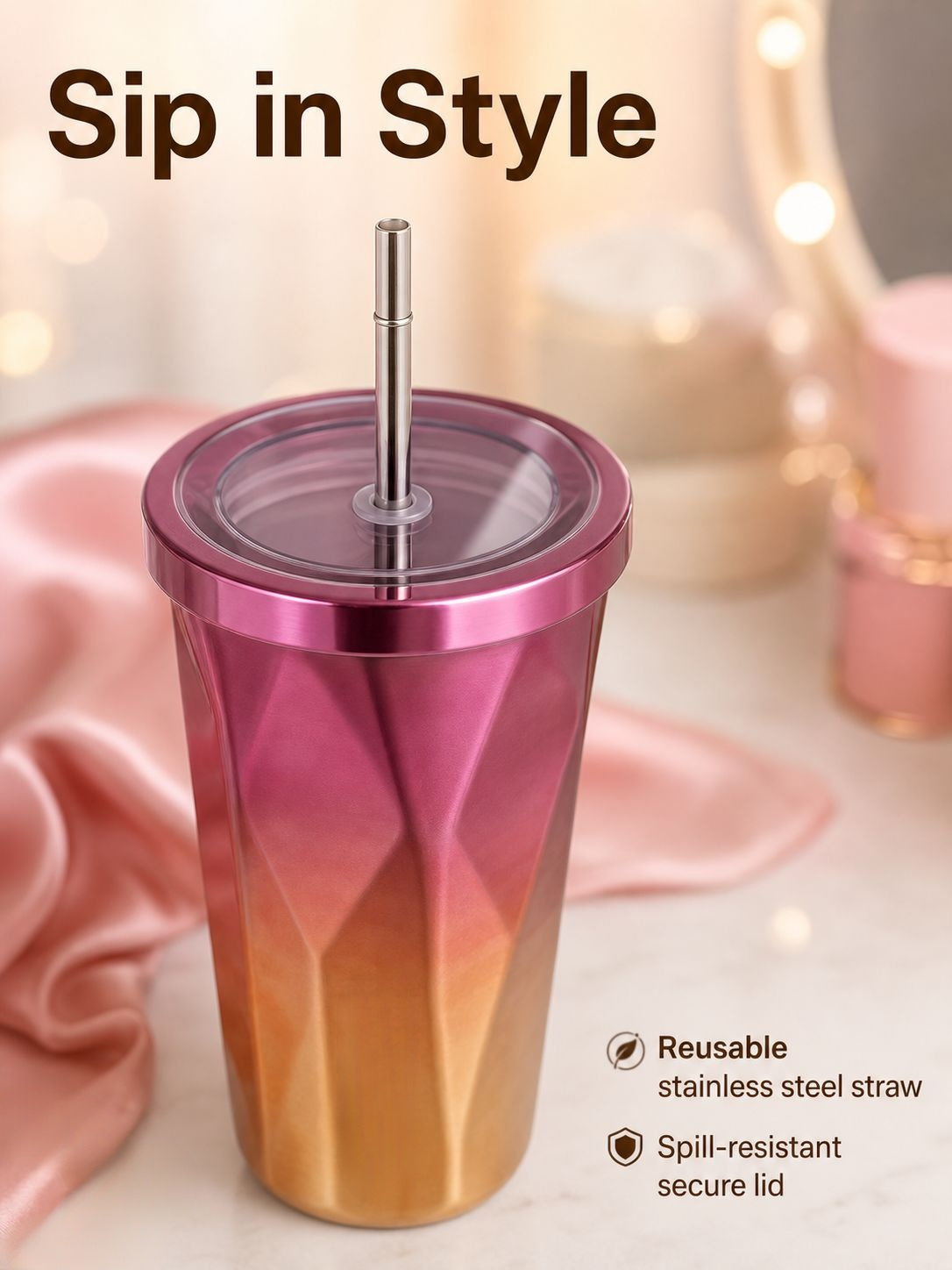 Reusable Starbucks cup with colorful gradient design