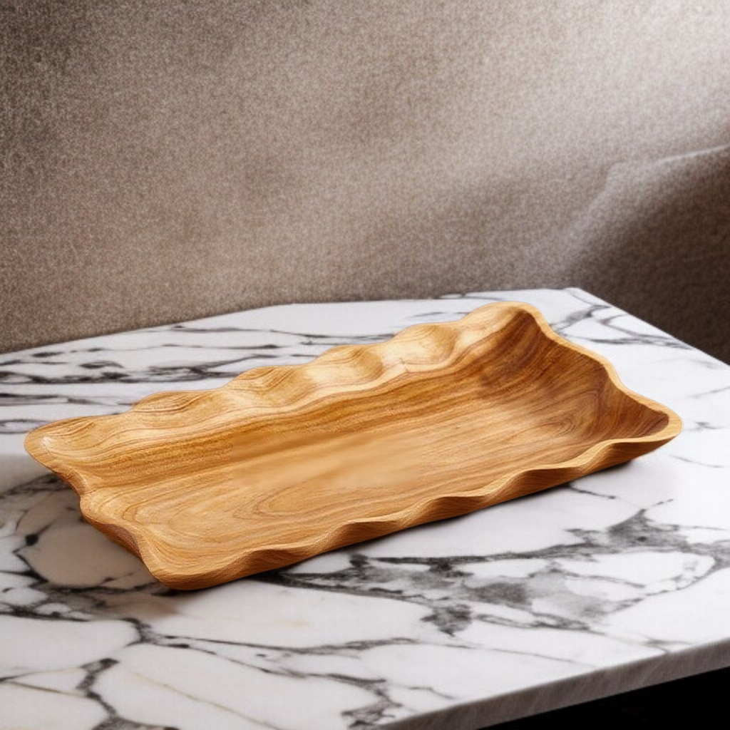 테이블 위 나무 과일 쟁반 연출