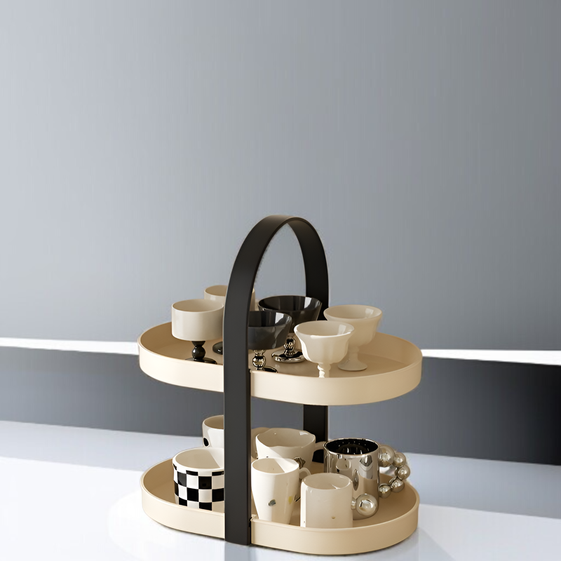 ティーカップマグコーヒーカップデスクトップティーテーブルカップホルダー防塵軽量高級シンプル多層パンチフリーフロア収納ラック