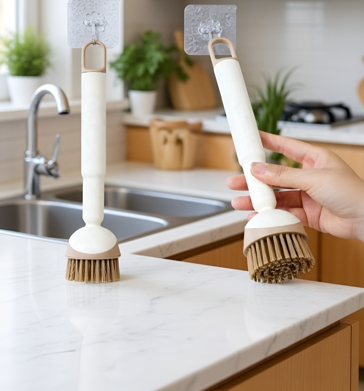 긴 손잡이로 깊은 냄비 세척