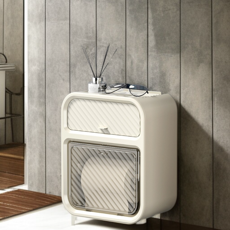 Punch-Free Bathroom Storage Rack Toilet Paper Box Wall-Mounted Luxury Tissue Box