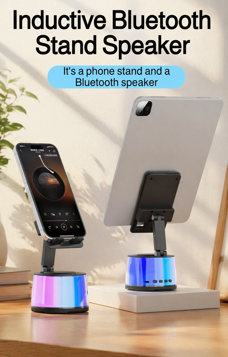 Desktop subwoofer speaker stand holding a speaker