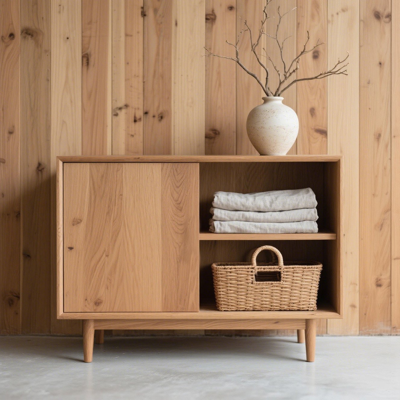 無垢材収納ローキャビネット