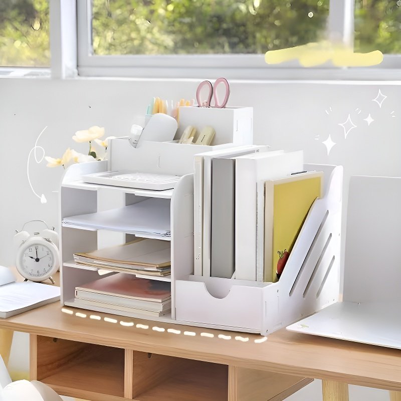 ชั้นวางเอกสารแบบตั้งตรงสำหรับสำนักงาน กล่องเก็บของอเนกประสงค์