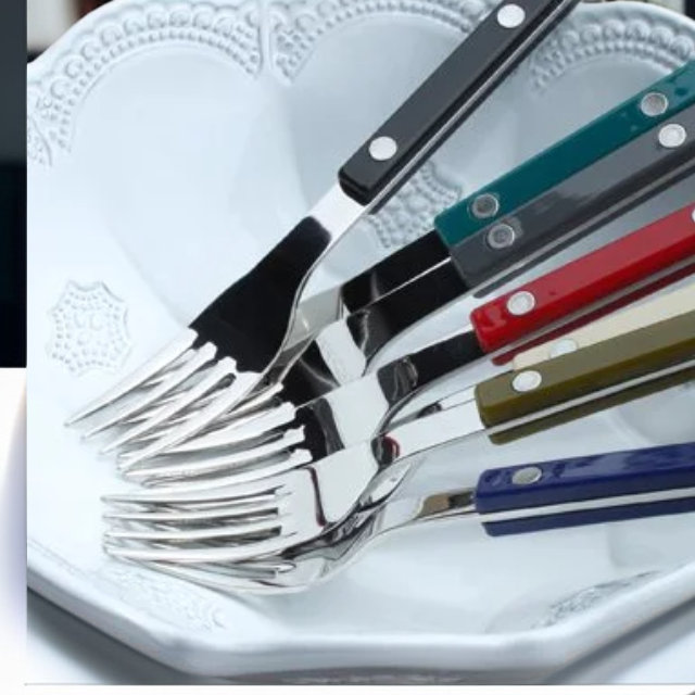  أدوات مائدة عصرية بمقبض أفوكادو أخضر - سكين وشوكة وشوكة ستيك