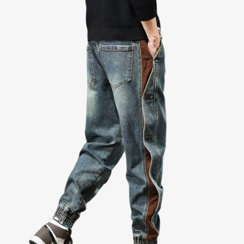 アメリカンハイストリート新作パッチワークカーゴパンツ メンズ 2025年秋ファッションブランド ルーズフィットカジュアルジョガーデニムパンツ