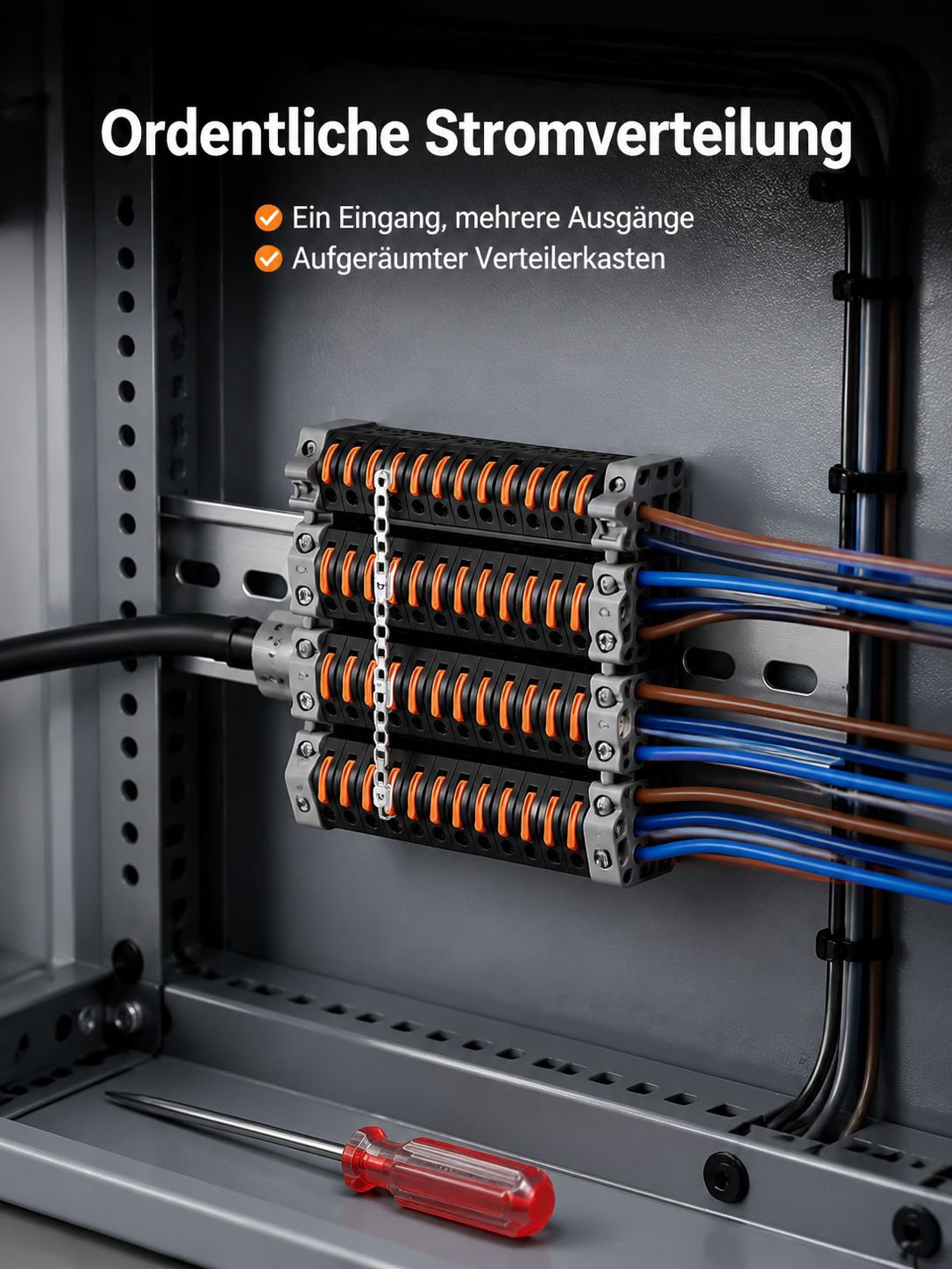 Einfache Installation des Hutschienen-Verteilerblocks