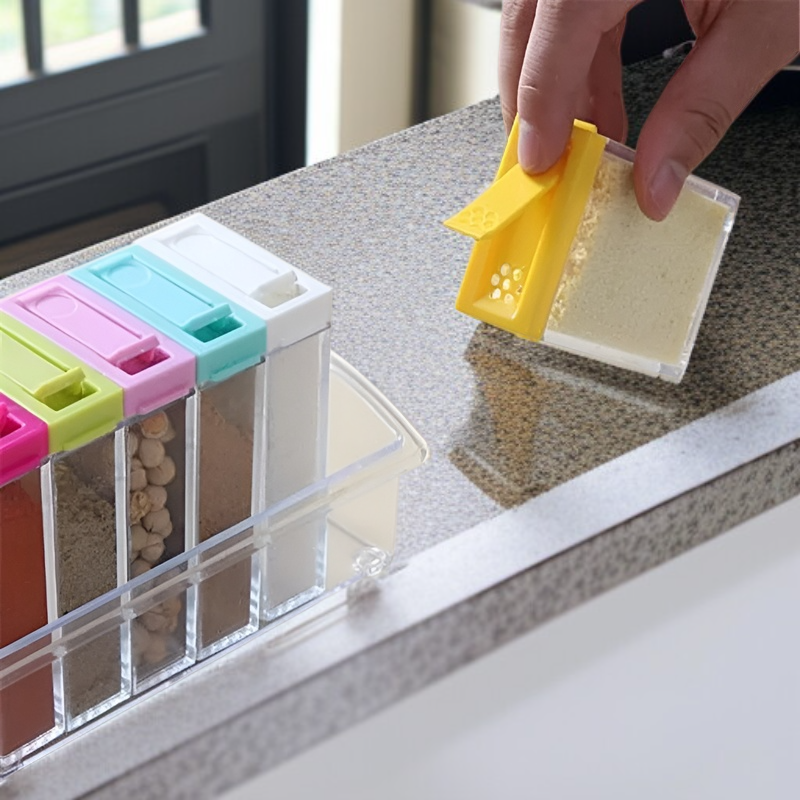 Juego de 6 especieros transparentes simples para cocina