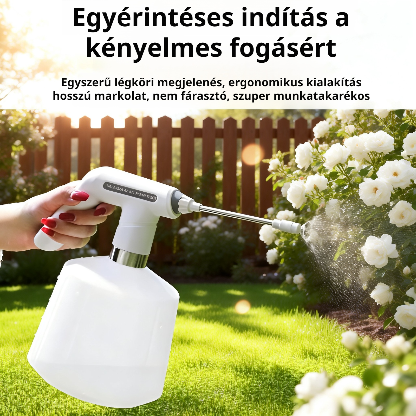 Permetező víztartállyal és töltővel
