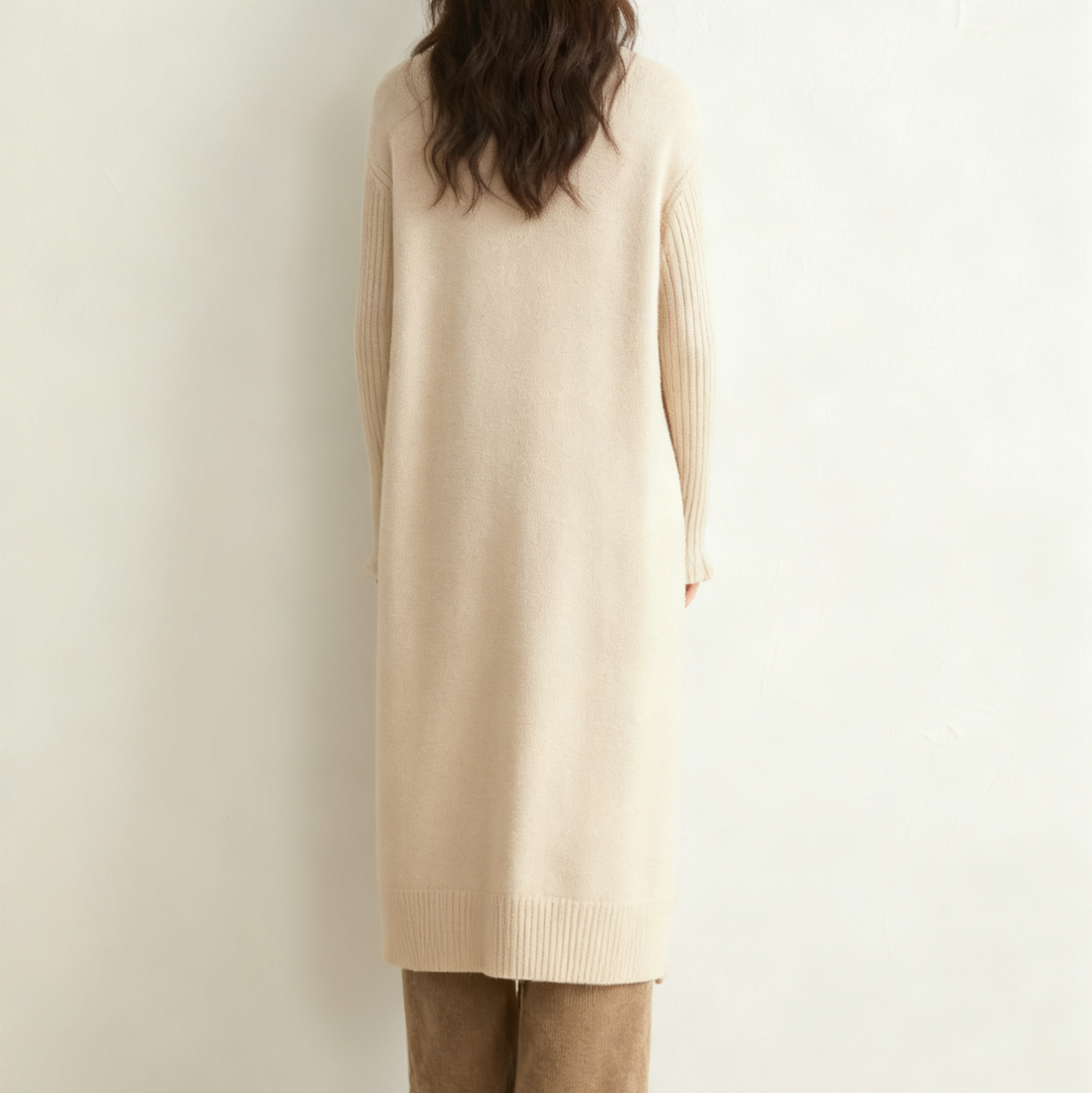 여성 스타일리시 러플 롱 오픈 가디건