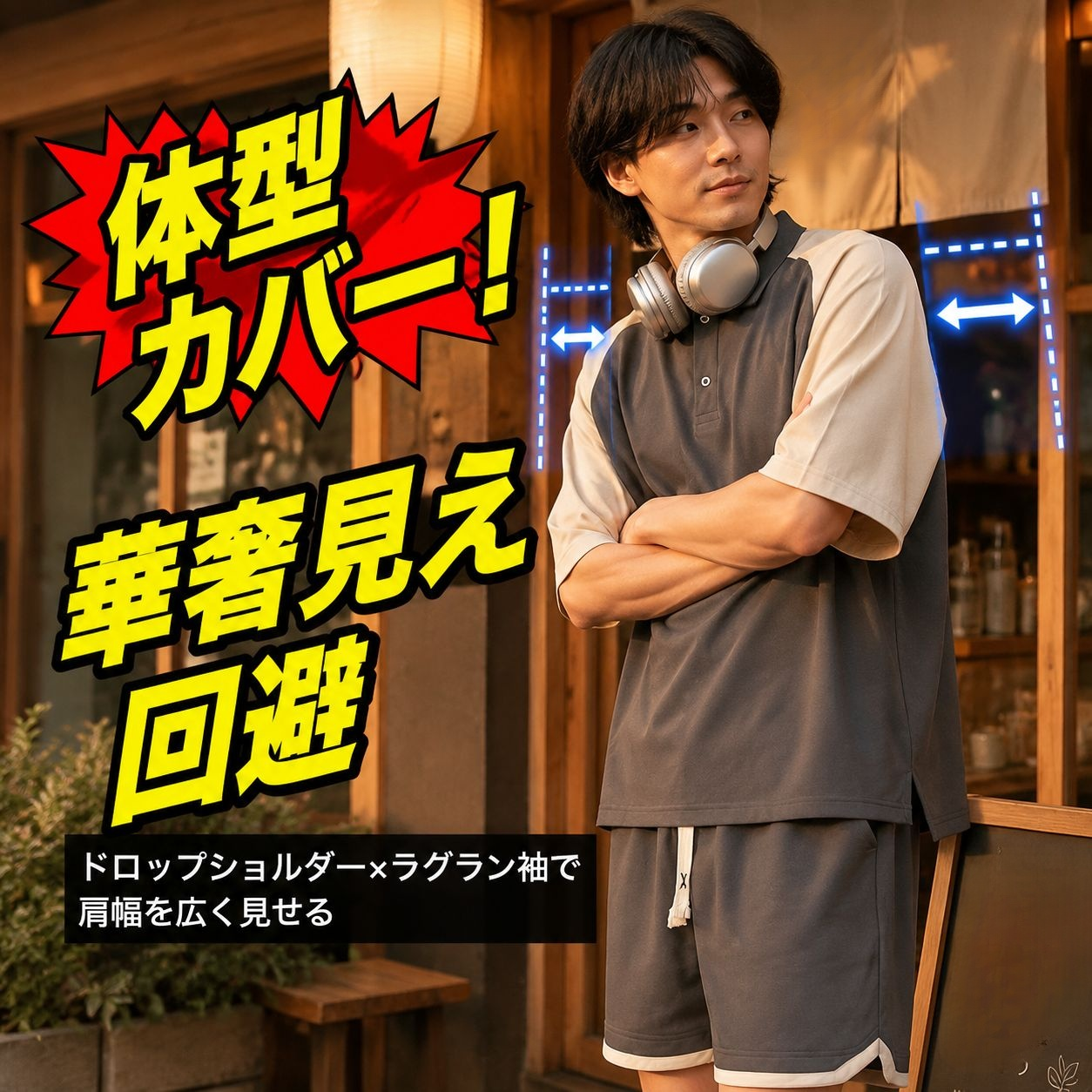 メンズファッショントレーニング2点セット（ワイドパンツ＋トップス）