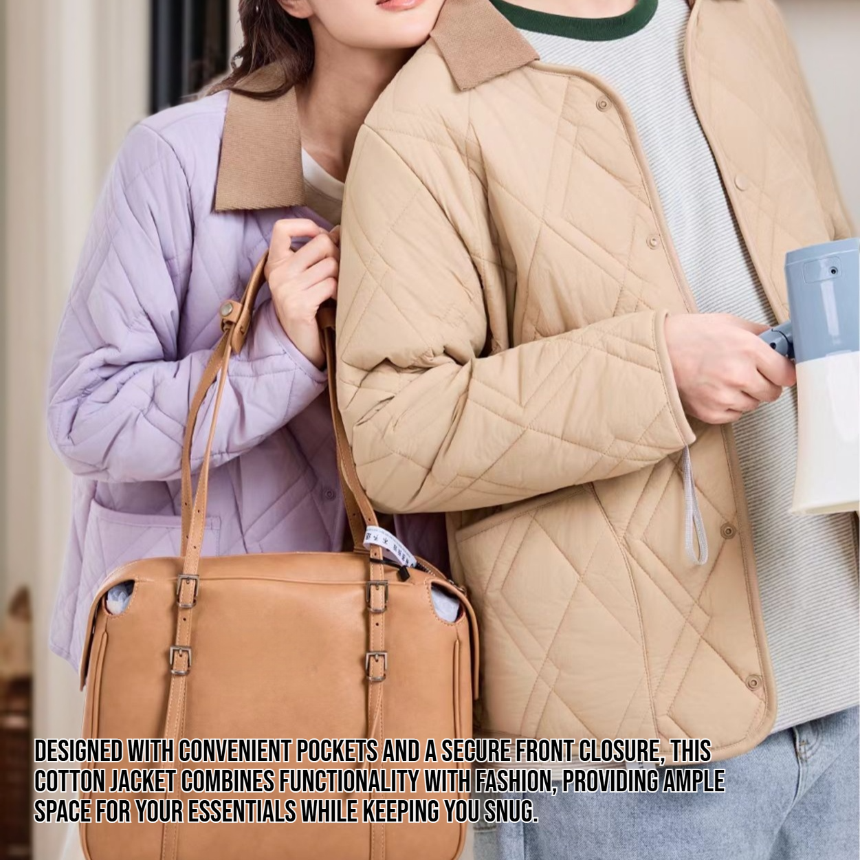 Back design of ladies' cotton jacket for cold weather