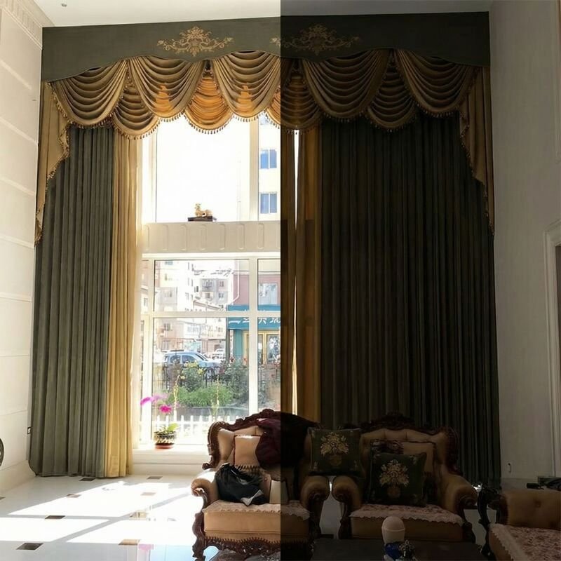 ผ้าม่านกำมะหยี่ทึบแสงสไตล์โมเดิร์น สำหรับตกแต่งบ้าน แบบแผ่นเดียว ไม่รวมอุปกรณ์ม่าน