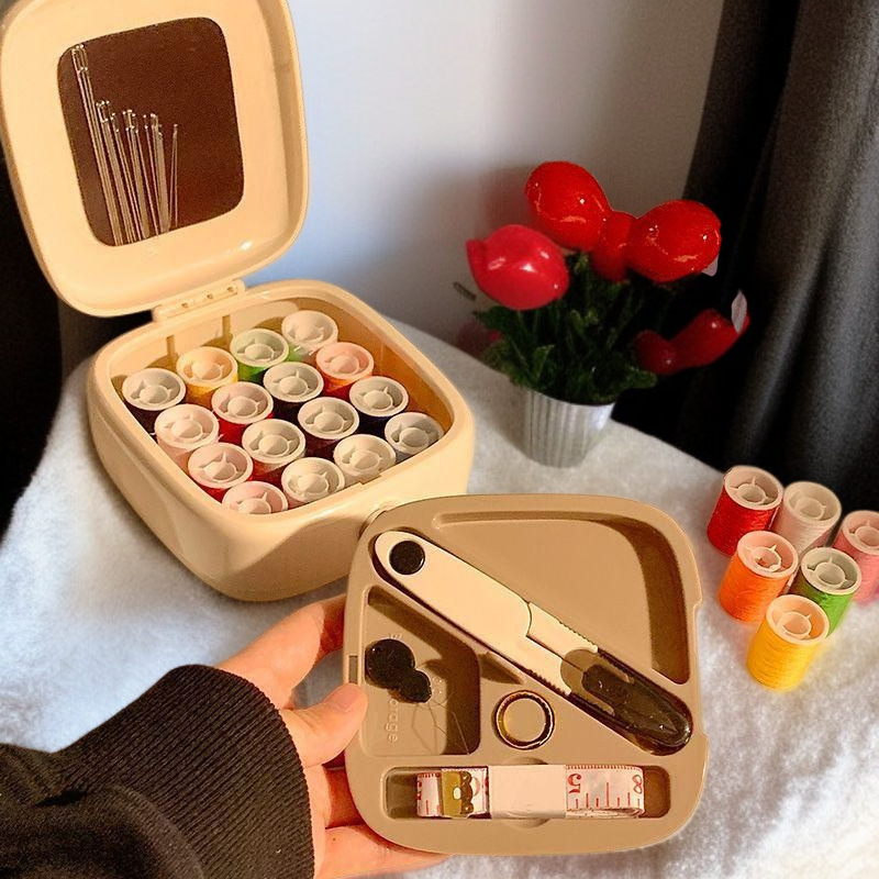 Kit de costura multifuncional con caja magnética de agujas y hilos