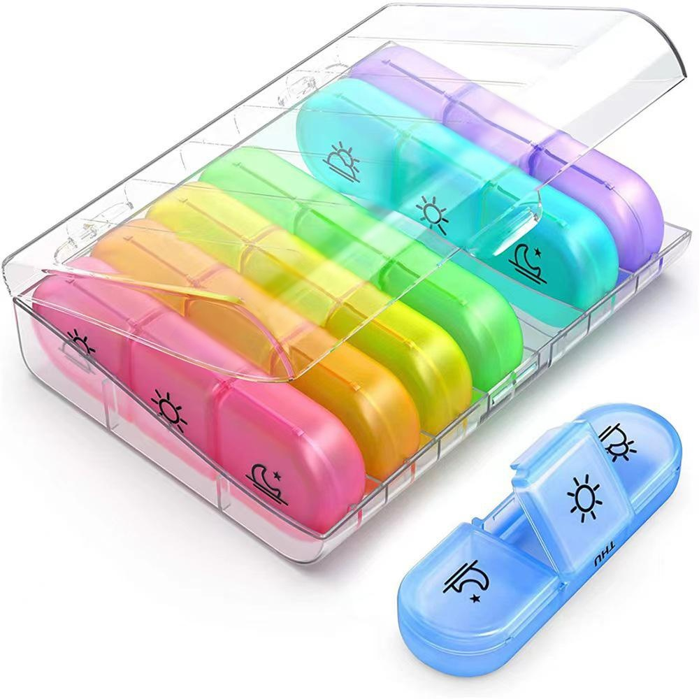 Rainbow 21-Compartment Weekly Pill Organizer