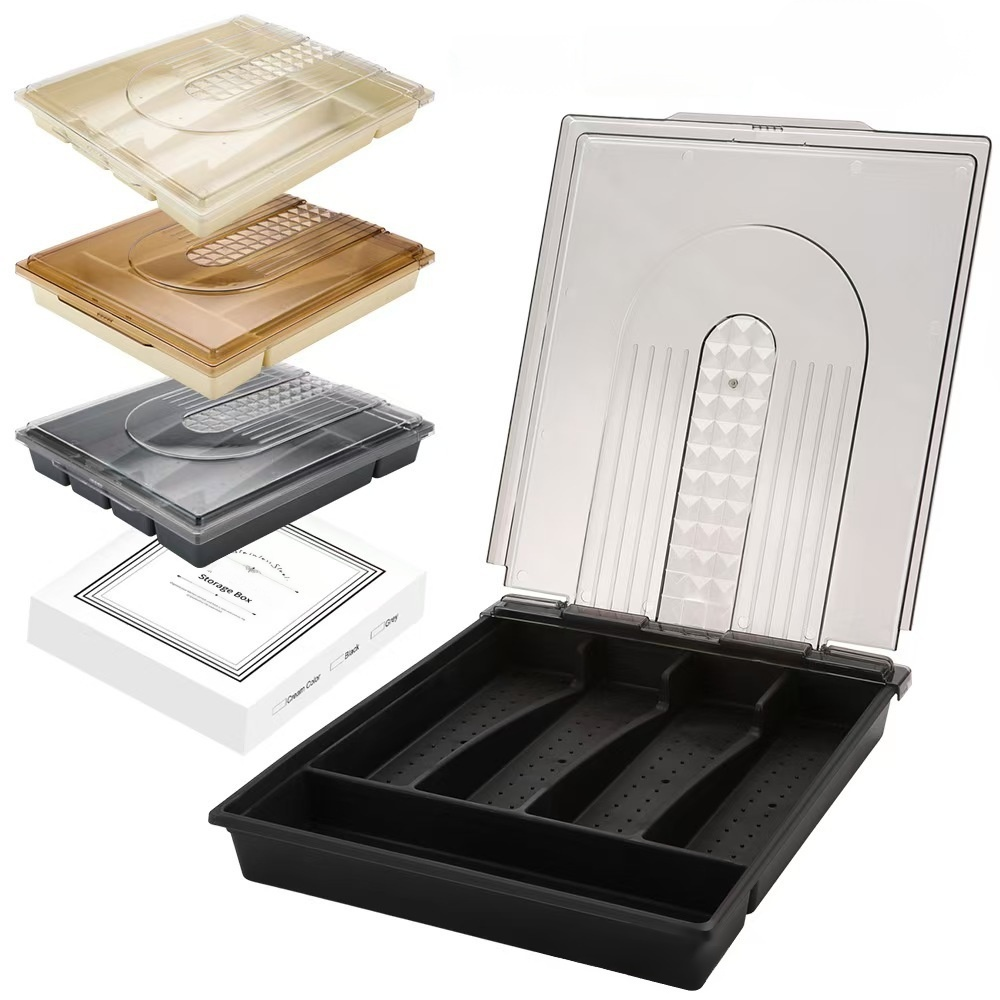 家用刀叉勺帶蓋防塵收納盒