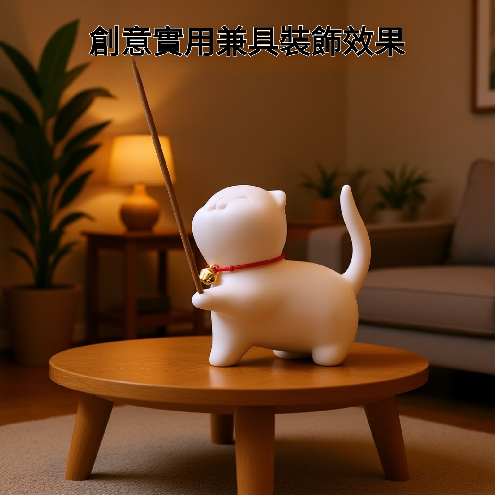 療癒風格貓咪陶瓷線香座