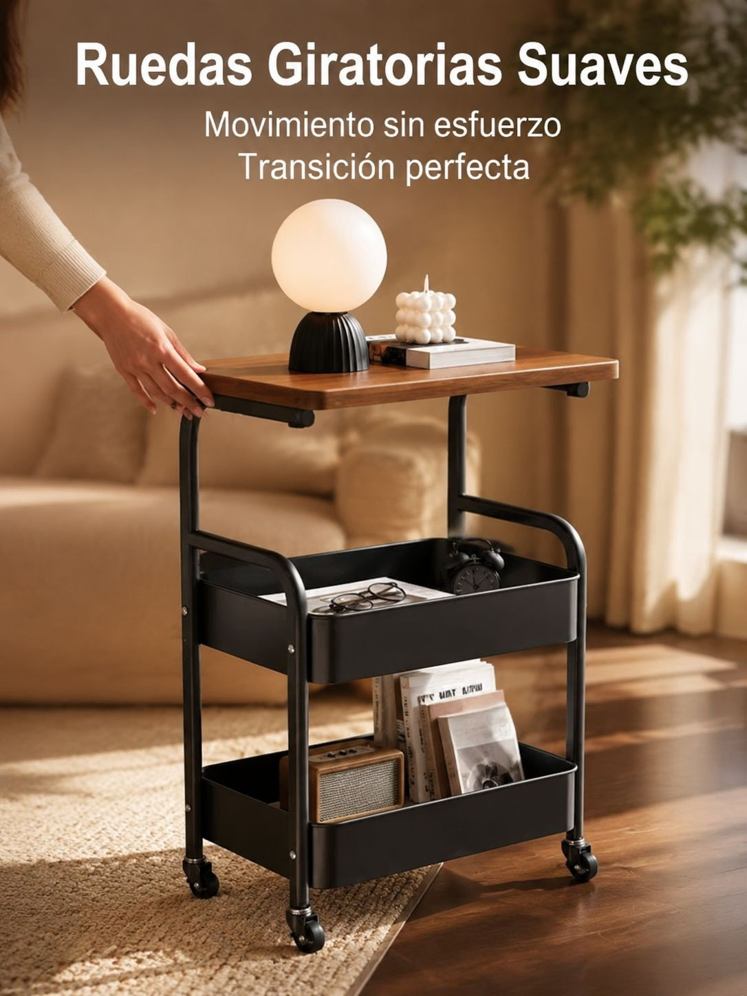 Mesa auxiliar moderna color crema para sala