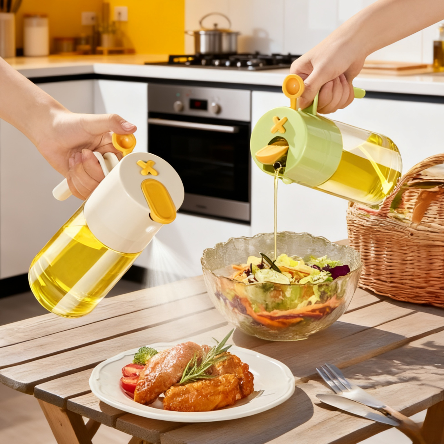  Non-drip Glass Oil Dispenser for Home – Spray and Pour Function