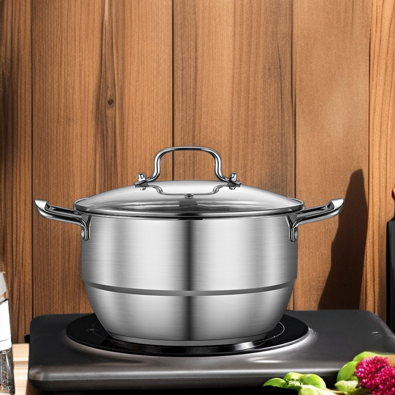 Stainless steel multifunctional soup pot with steaming slices