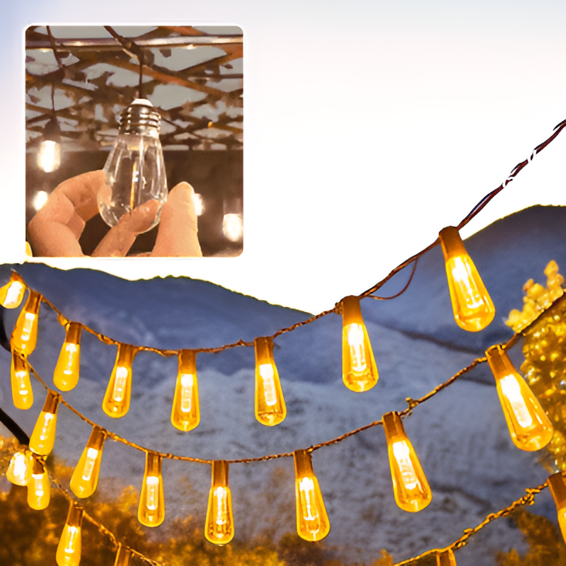 Guirnalda de luces solares con forma de papaya para exteriores y jardines