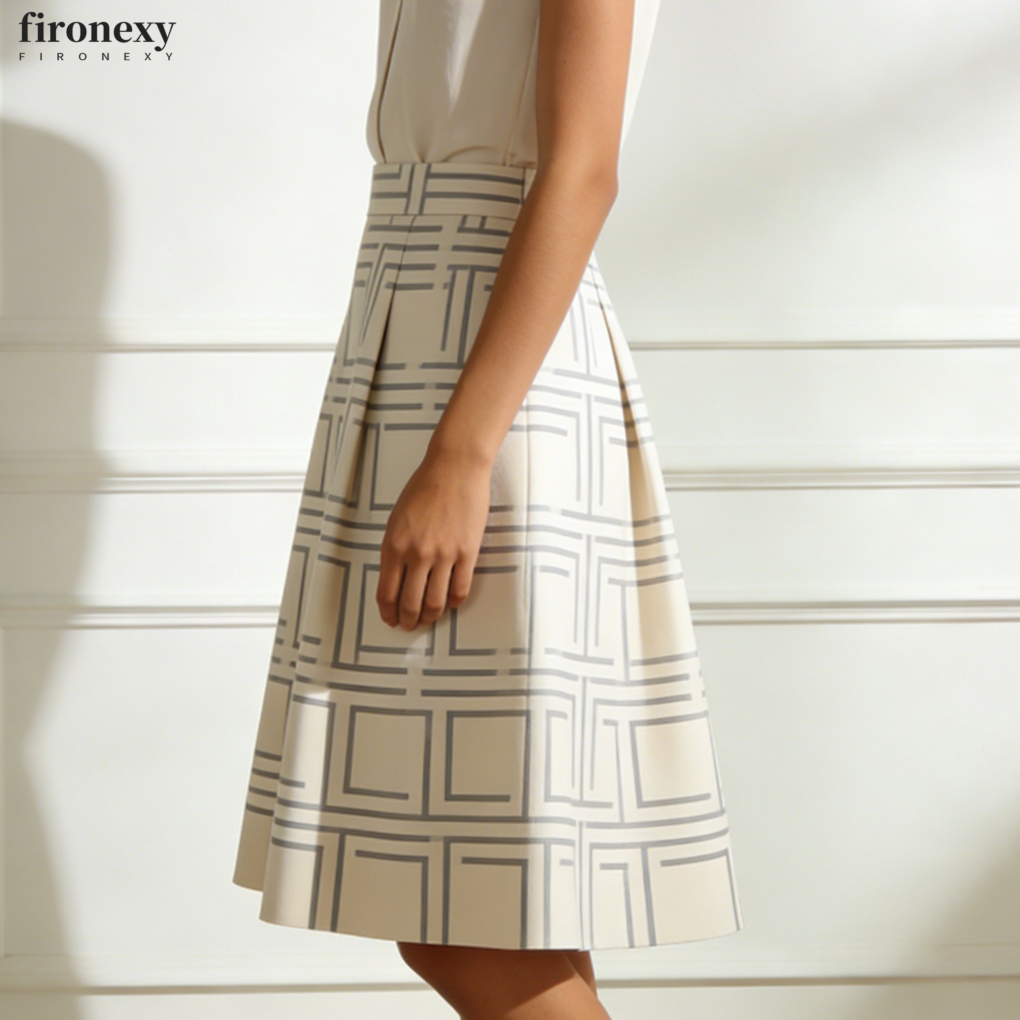 기하학적 무늬 미디 스커트