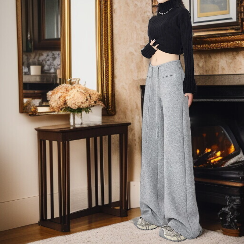 트레이닝 팬츠 여 하이웨스트 슬림 슬랙스 와이드 팬츠 와이드 슬림핏 여름 캐주얼 맨투맨