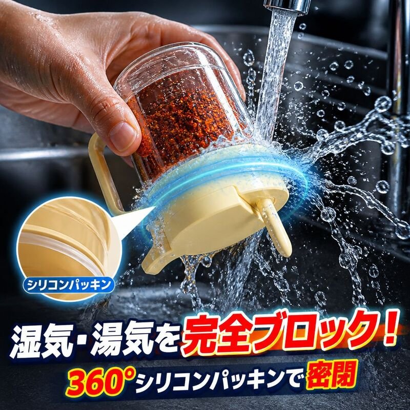 ガラス調味料ジャー 分離可能設計 家庭用味精・塩ジャーセット スプーン付き