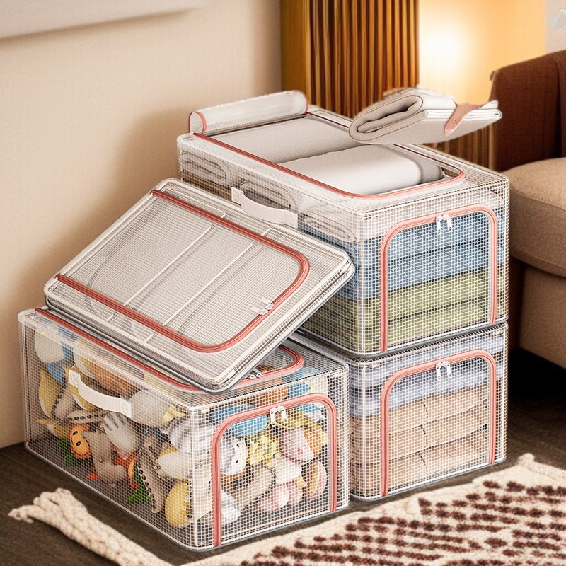 Caja de almacenamiento de ropa de malla de PVC transparente